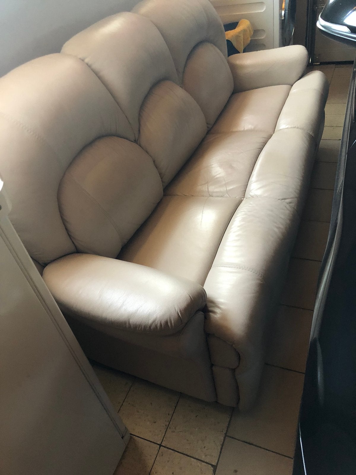 Leren salon, Ophalen, Gebruikt, Driepersoons, Leer