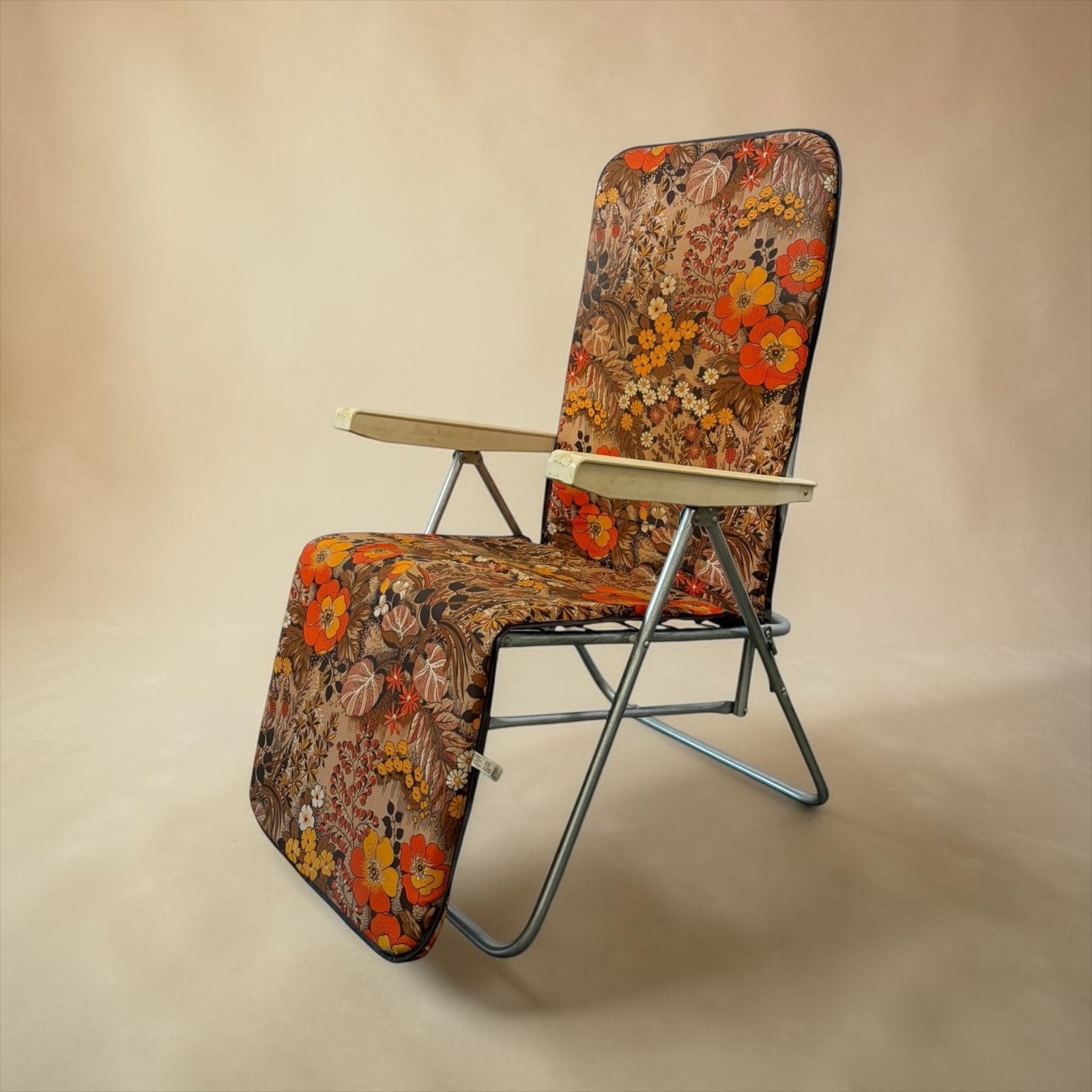Vintage klapstoel bloemenprint, Verzenden, Gebruikt