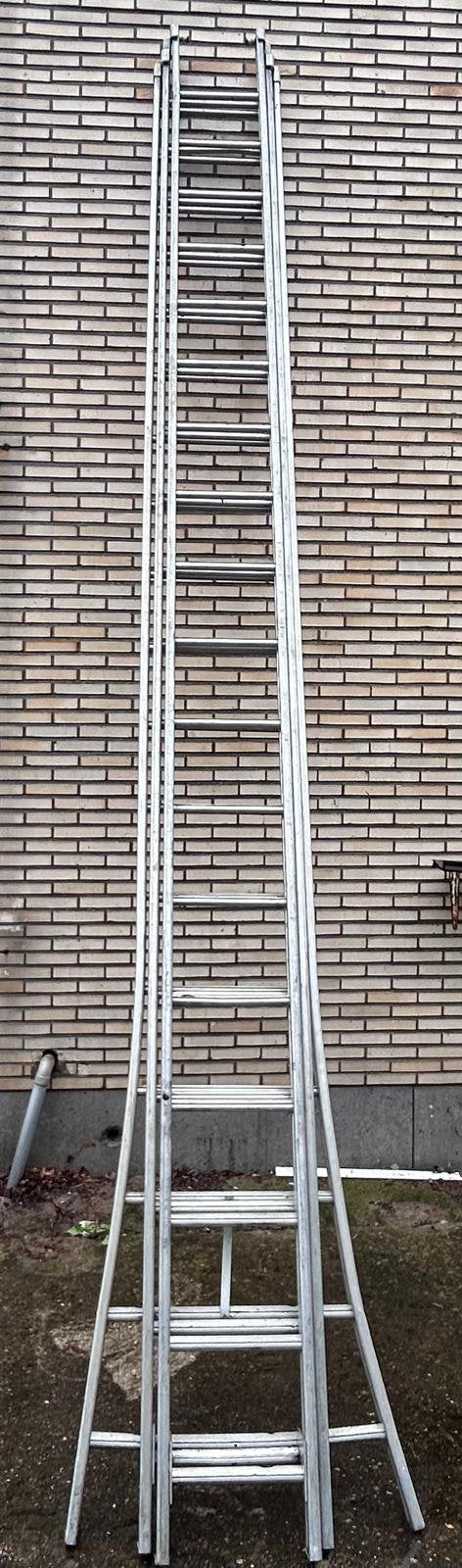 Professionele Lader 3x 18 treden aluminium, Doe-het-zelf en Bouw, Ophalen, Gebruikt