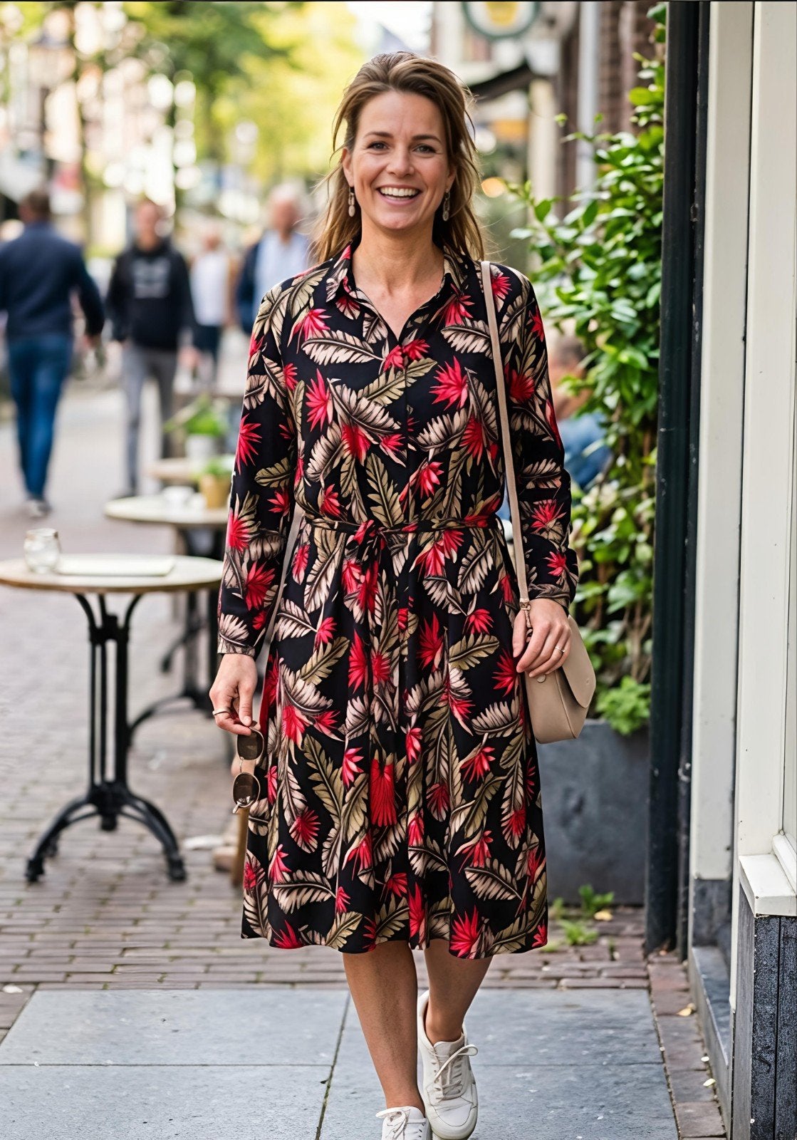 Jurk rood/khaki/zwart van Batida mt 5, Vêtements | Femmes, Enlèvement ou Envoi, Multicolore, Taille 42/44 (L), Neuf