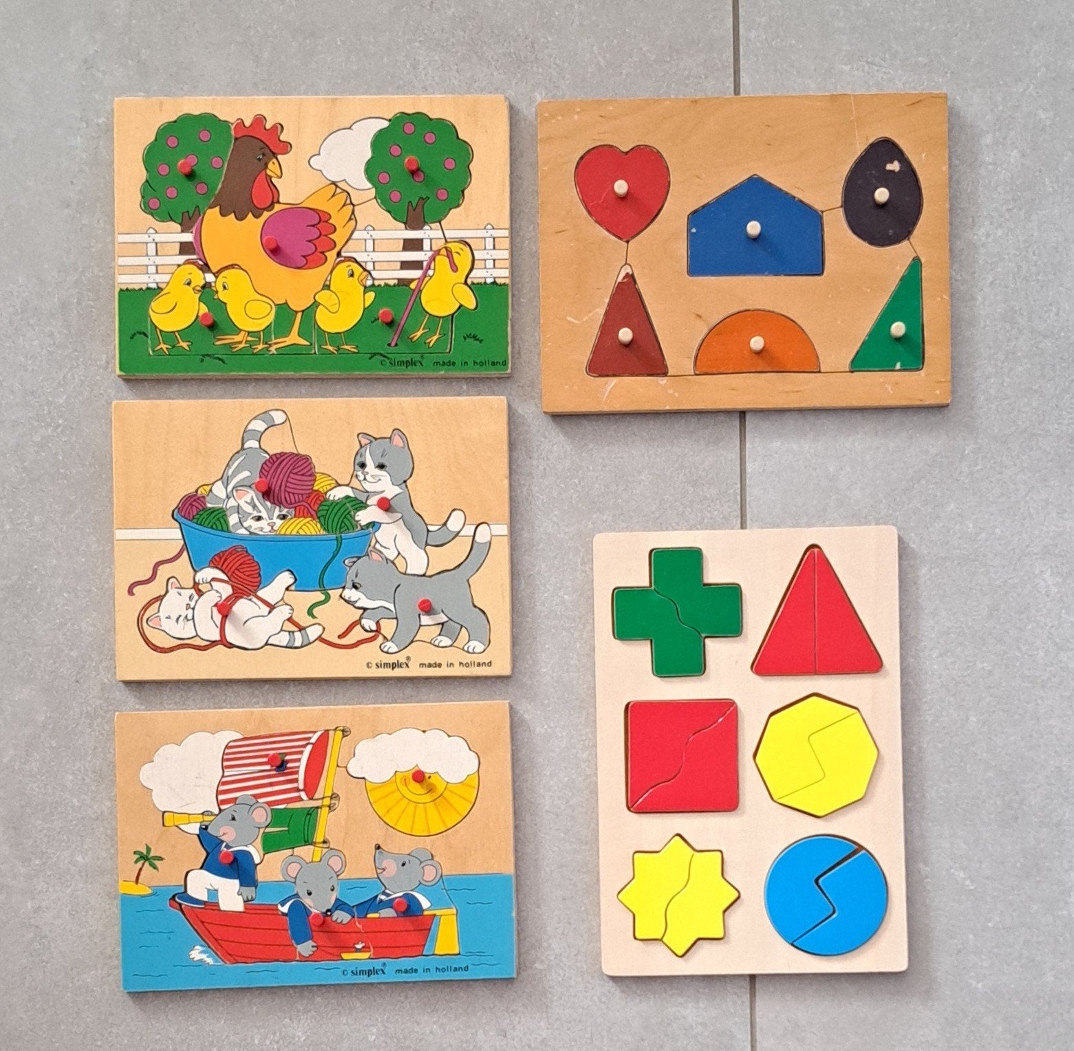 houten puzzelpakket - 5 puzzels, Enlèvement ou Envoi, Moins de 10 pièces, Utilisé, En bois