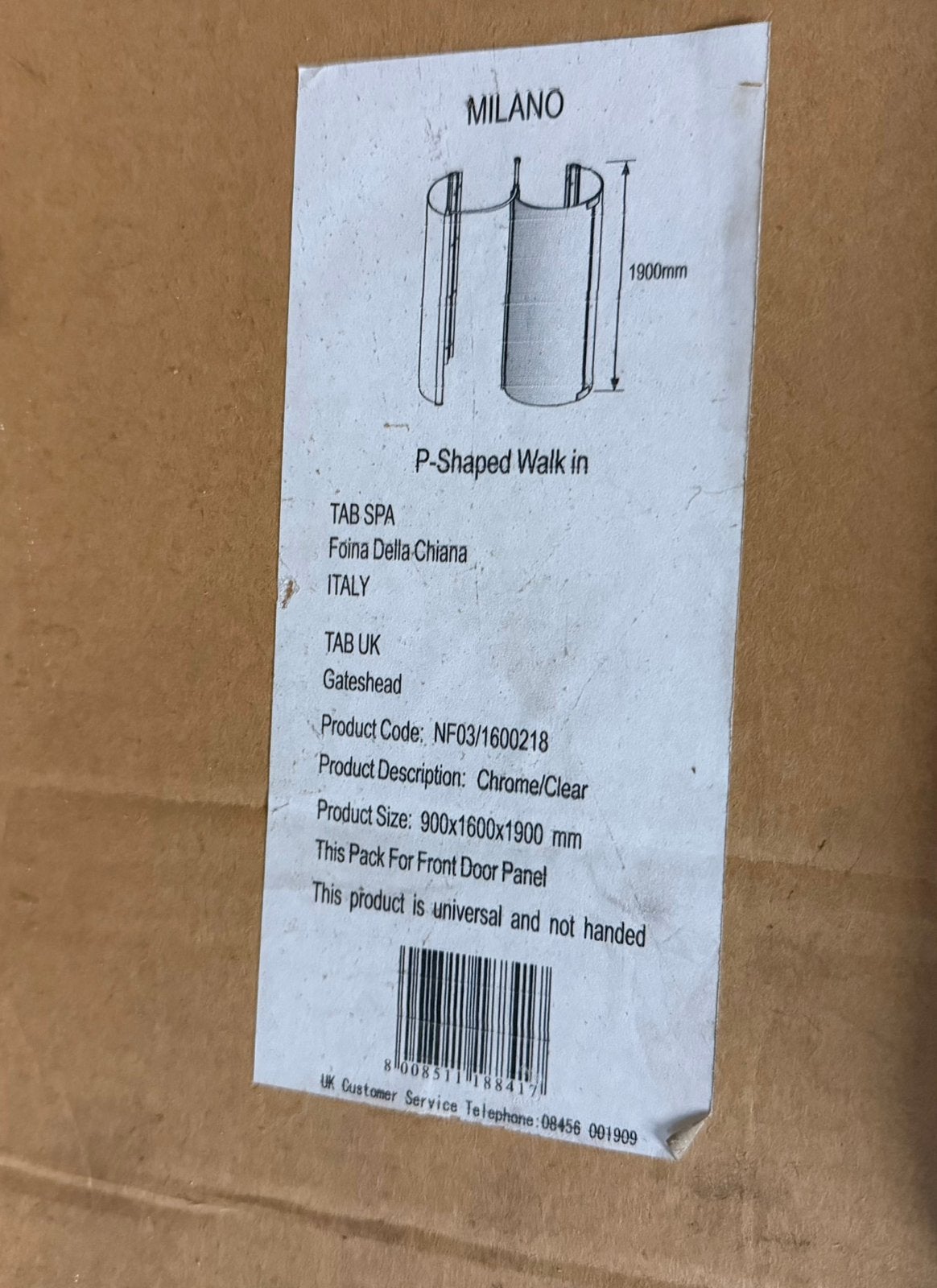 SET VAN 2 ITALIAANSE DOUCHES TAB SPA „MILANO” VERPAKKING, Ophalen, Zo goed als nieuw, Glas, Douche