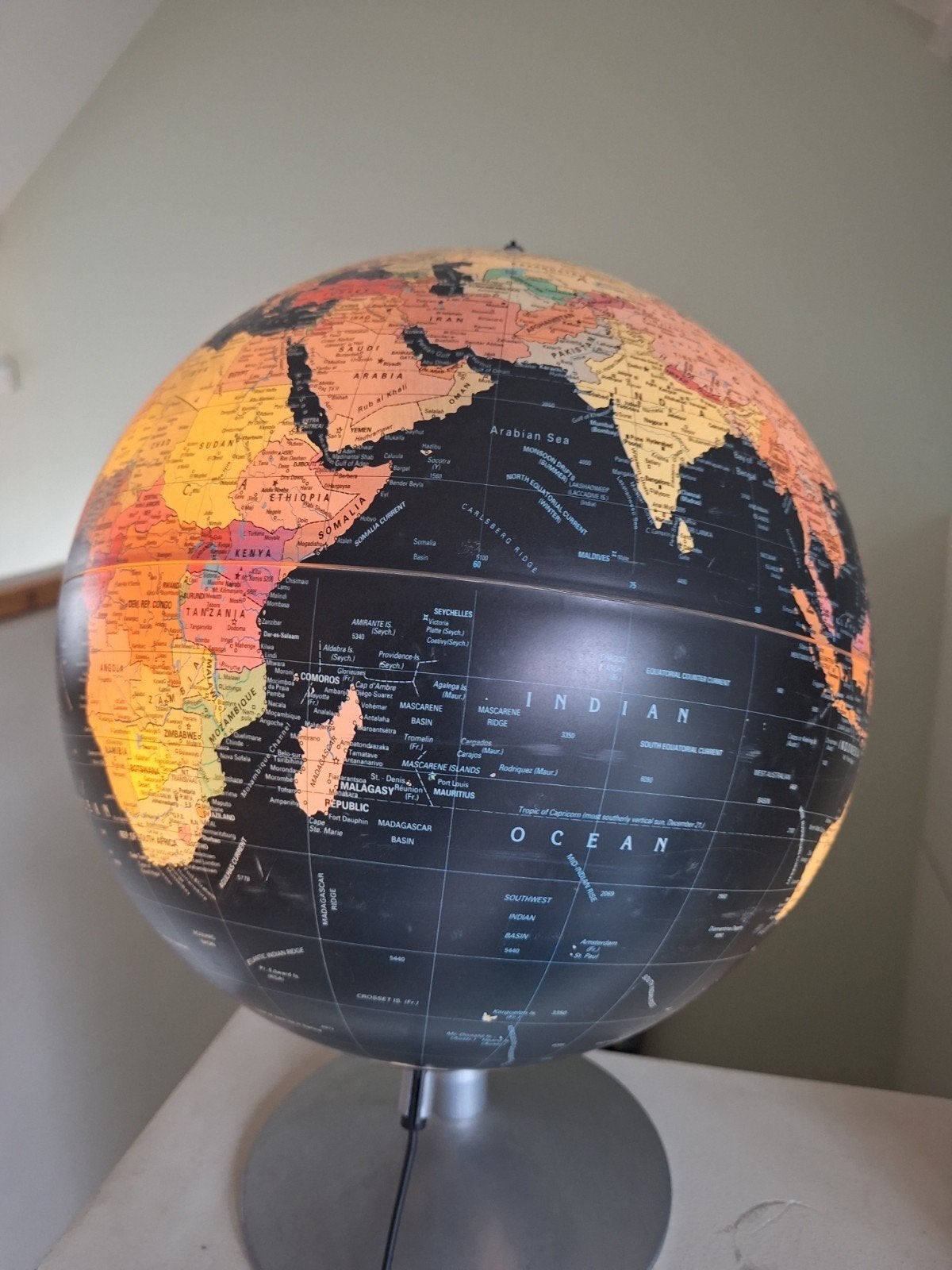 Vintage wereldbol Scan Globe - Made in Denmark, Gebruikt, Kunststof, 30 cm, Ophalen of Verzenden