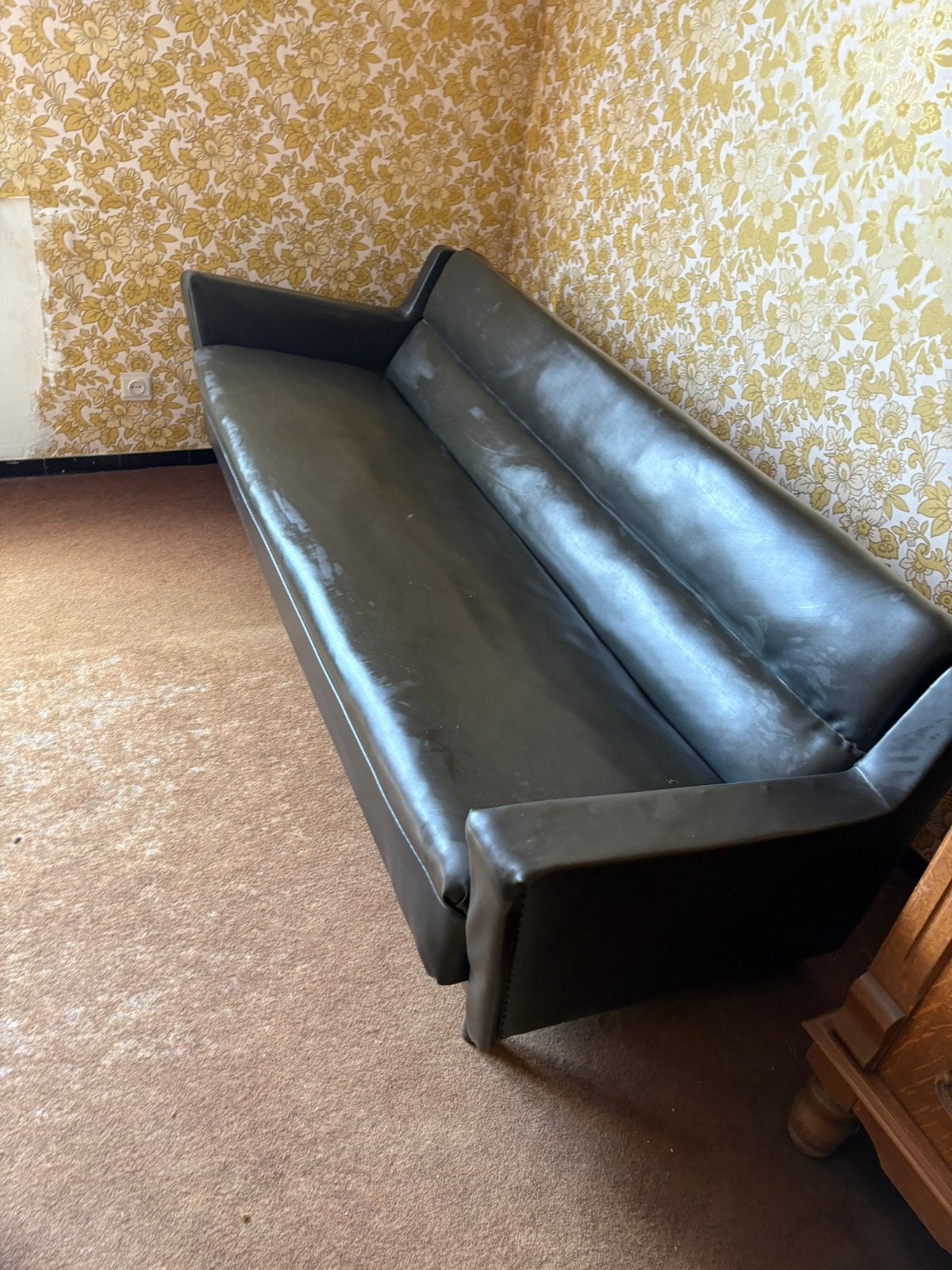 Vintage retro slaapbank  daybed skai - jaren 60, Enlèvement