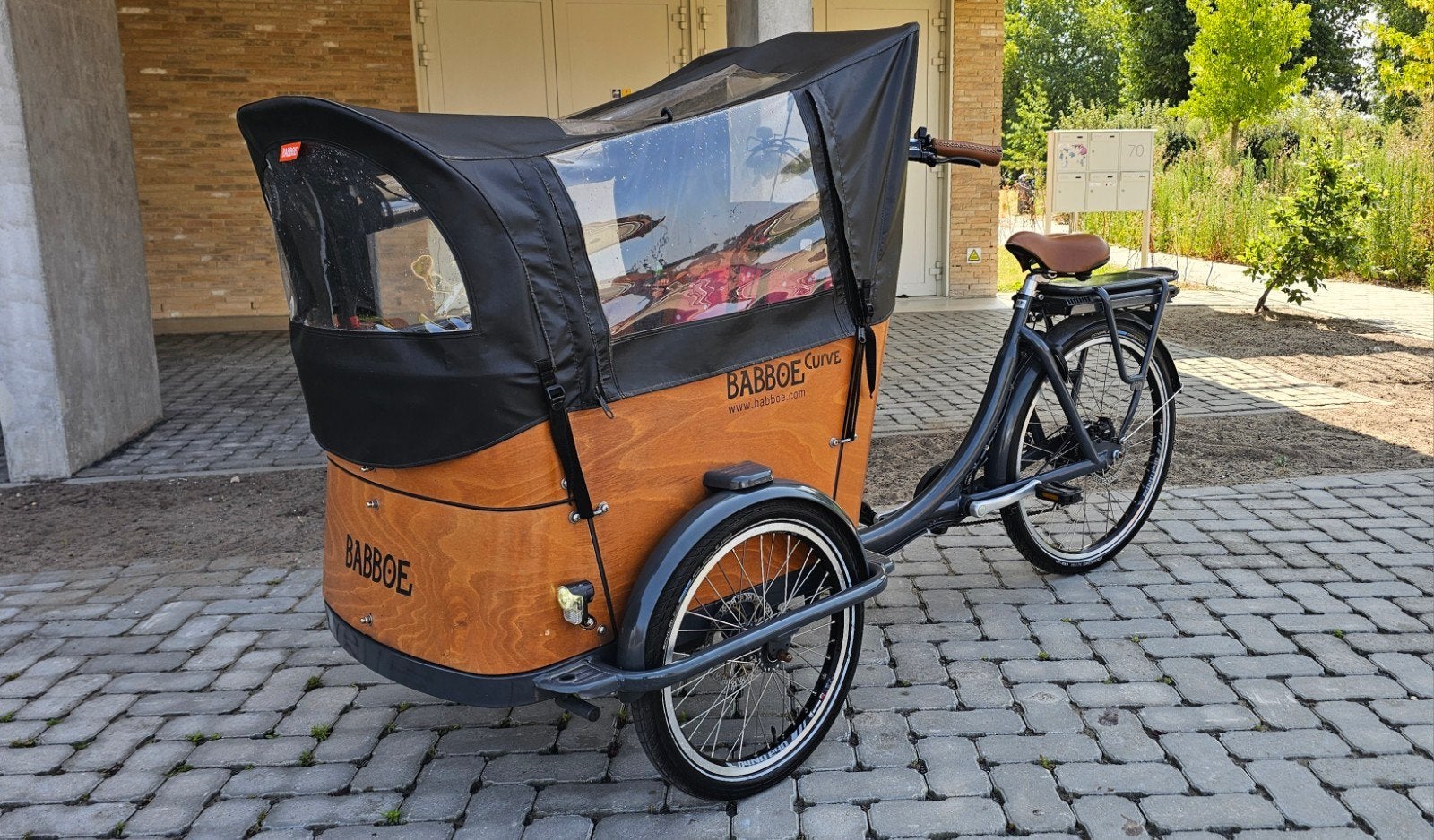 E-bakfiets Babboe Curve met alle accessoires, Ophalen, Zo goed als nieuw, 4 kinderen of meer, Huif