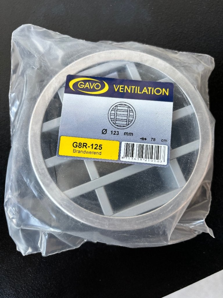 2x GAVO brandwerend lamellenrooster 125mm, Ophalen, Nieuw, Ventilator en Afzuiger