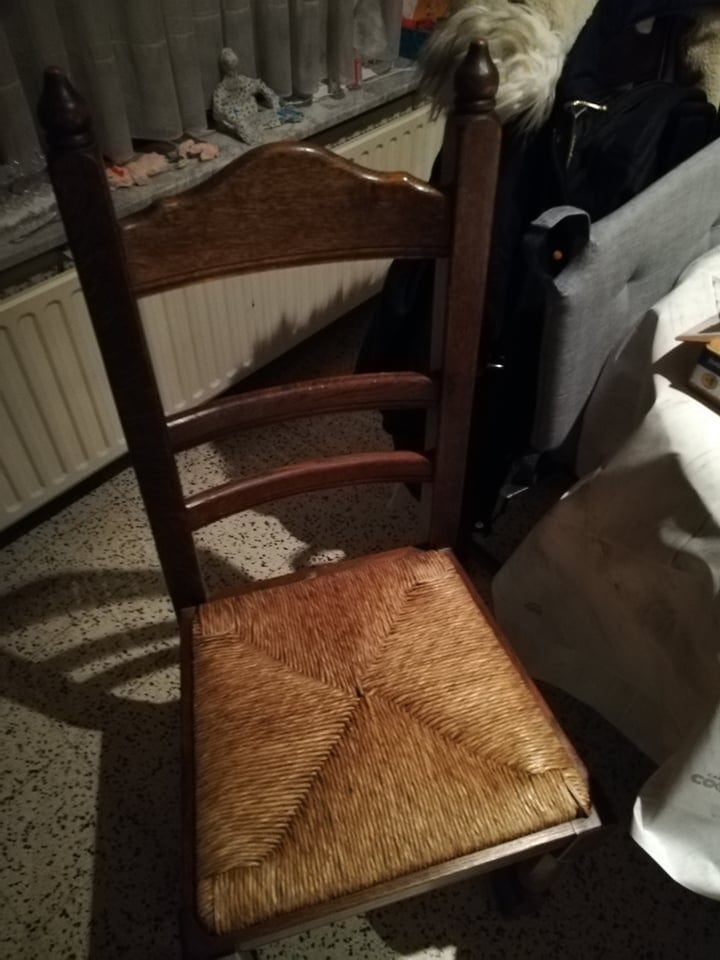 6 stoelen met rieten zitting (ook apart te koop), Ophalen, Gebruikt, Hout, Vijf, Zes of meer stoelen