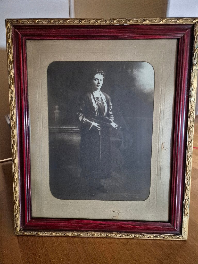 Brocante Kader doré en glas oude foto antieke gouden lijst, Verzamelen, Ophalen of Verzenden, Voor 1940, Overige onderwerpen, Foto