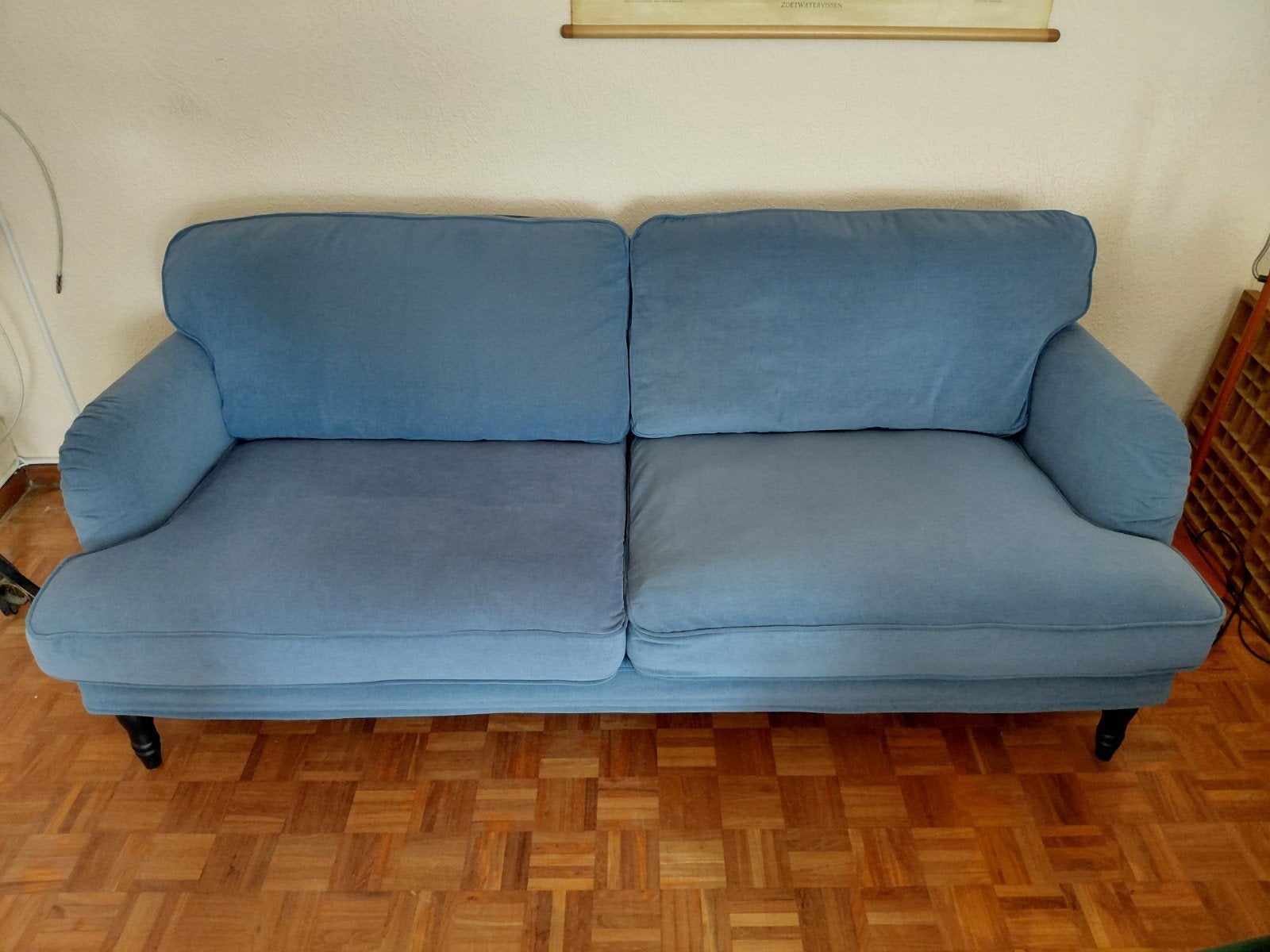 Mooie IKEA STOCKSUND 3-zits zetel – blauw, Huis en Inrichting, Zetels | Zetels, Ophalen, Gebruikt, Driepersoons, Rechte bank