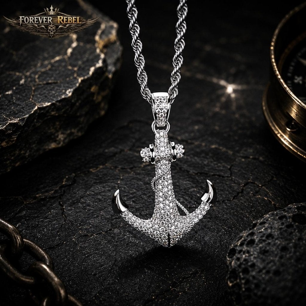 Anchor Rebellion Hanger 154 moissanite stenen - 925 Zilver, Neuf, Autres représentations, Avec pierre précieuse, Argent