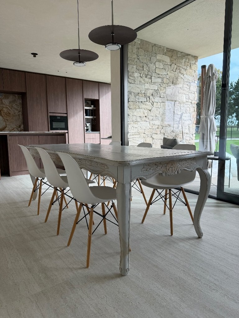 Tafel met 6 stoelen, Huis en Inrichting, Ophalen, Gebruikt, 200 cm of meer, 50 tot 100 cm