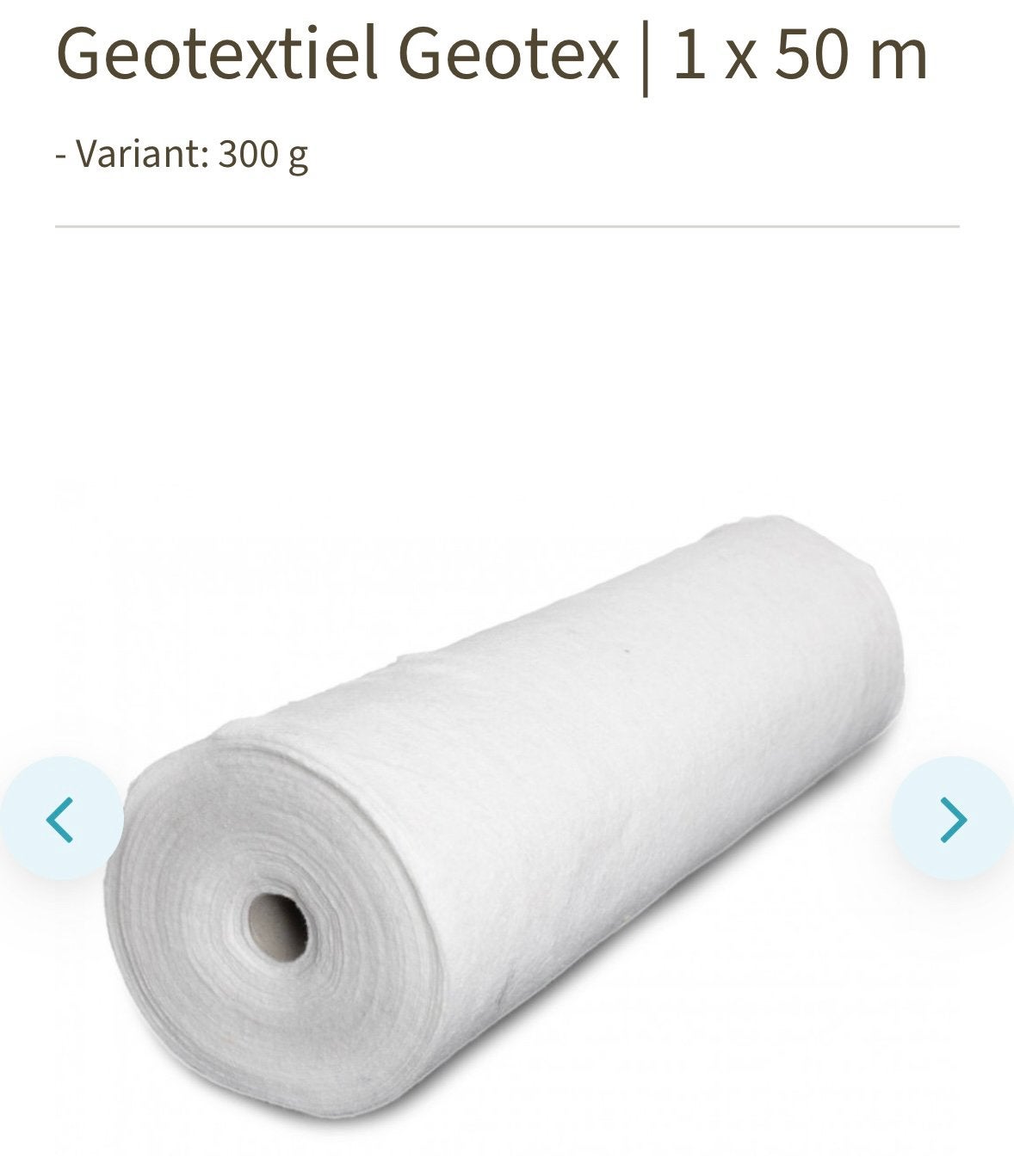Géotextile - NOUVEAU - 1x50m - 300g, Enlèvement, Neuf, 15 m² ou plus, Toile
