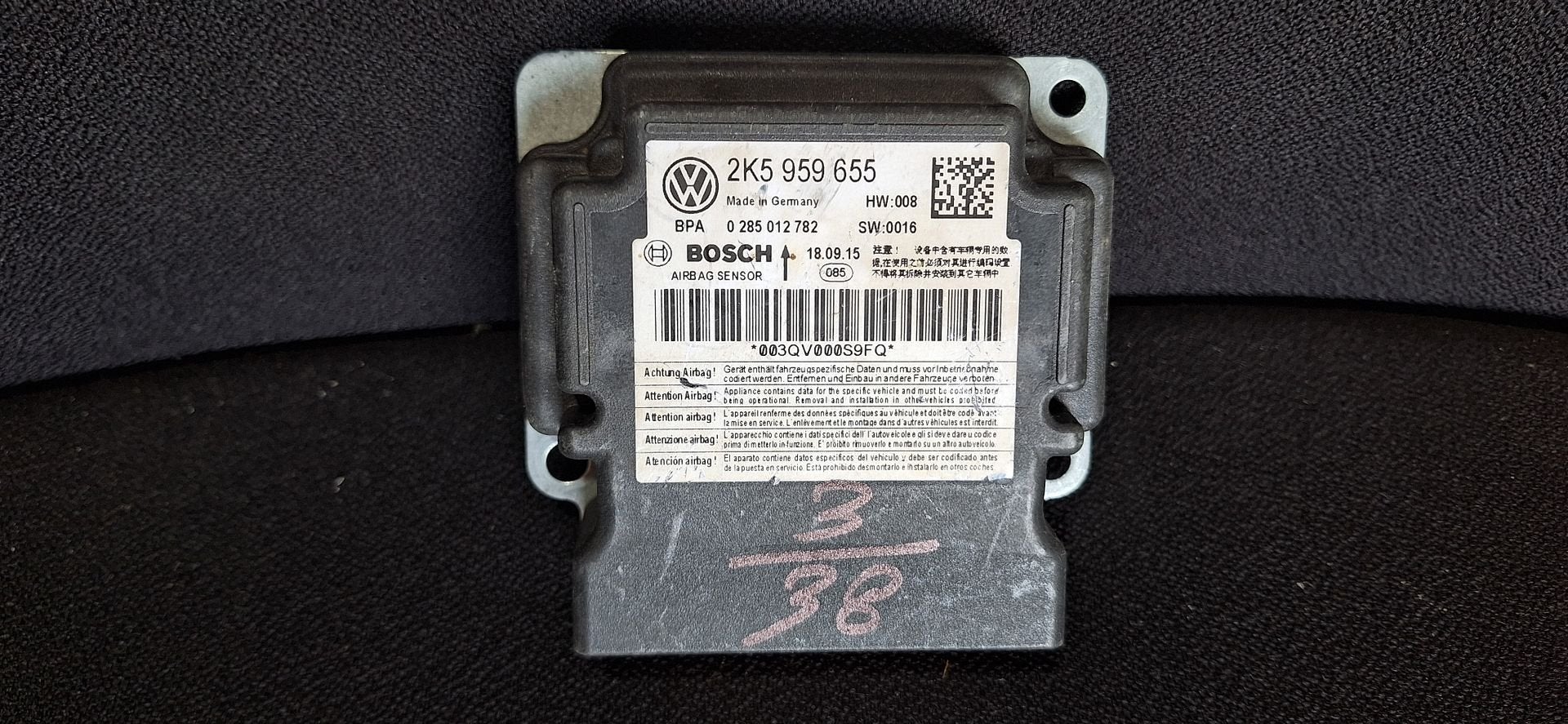 Originele Airbag Stuurmodule Computer Sensor VW Caddy Bosch, Autos : Pièces & Accessoires, Tableau de bord & Interrupteurs, -