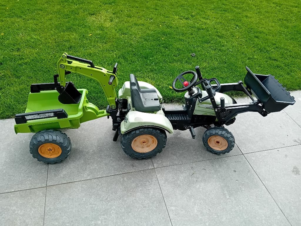 Looptractor met voorlader, graafarm en aanhanger, Ophalen, Gebruikt