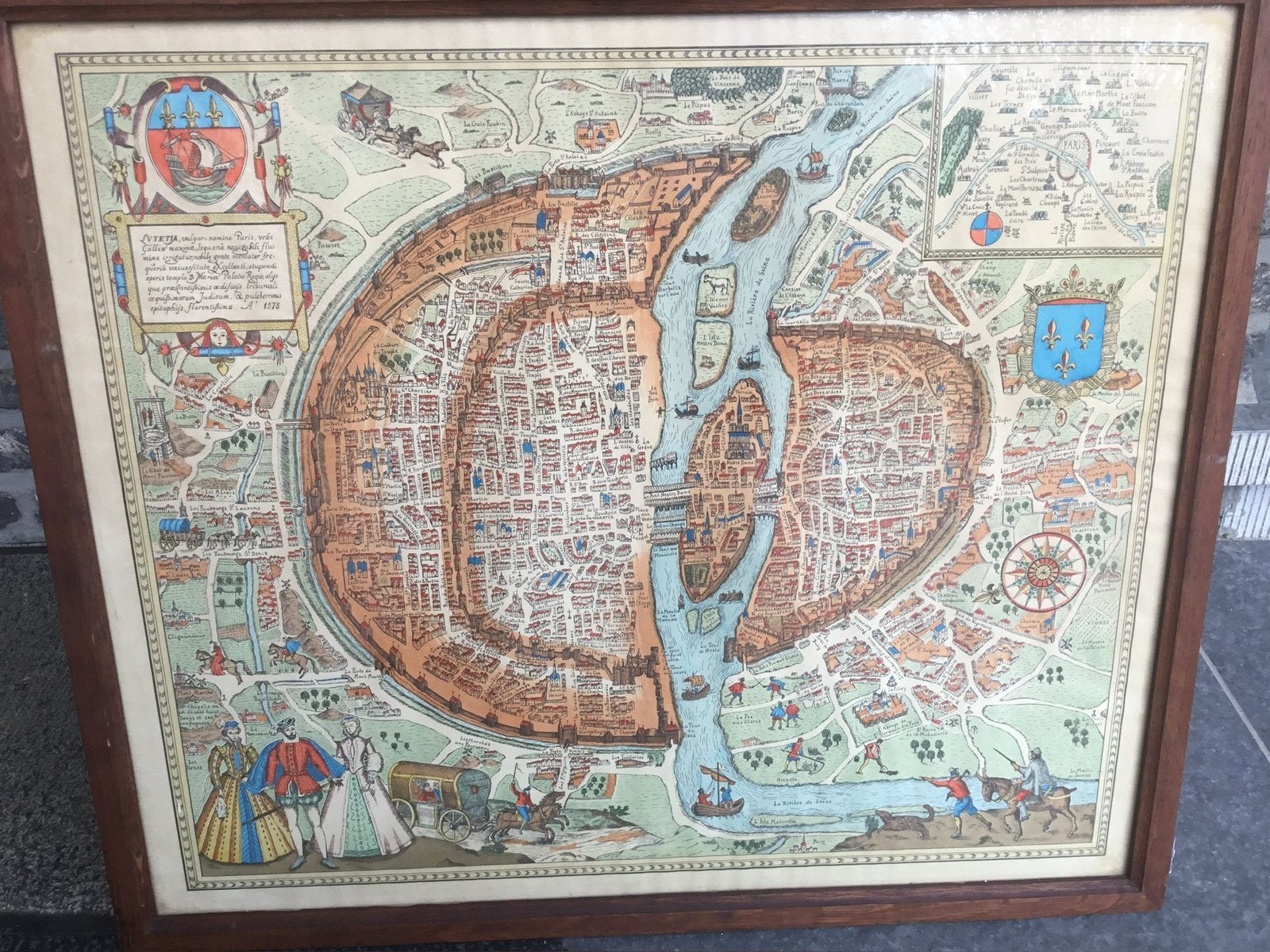 Kaart van Parijs- afmeting 56x48 cm, Ophalen