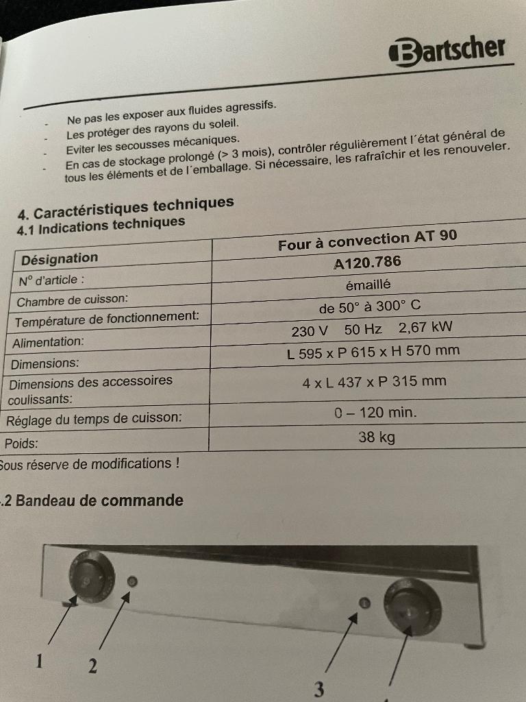 Four à convection AT 90 - Bartscher, Comme neuf, Enlèvement, 55 à 60 cm, Bartscher
