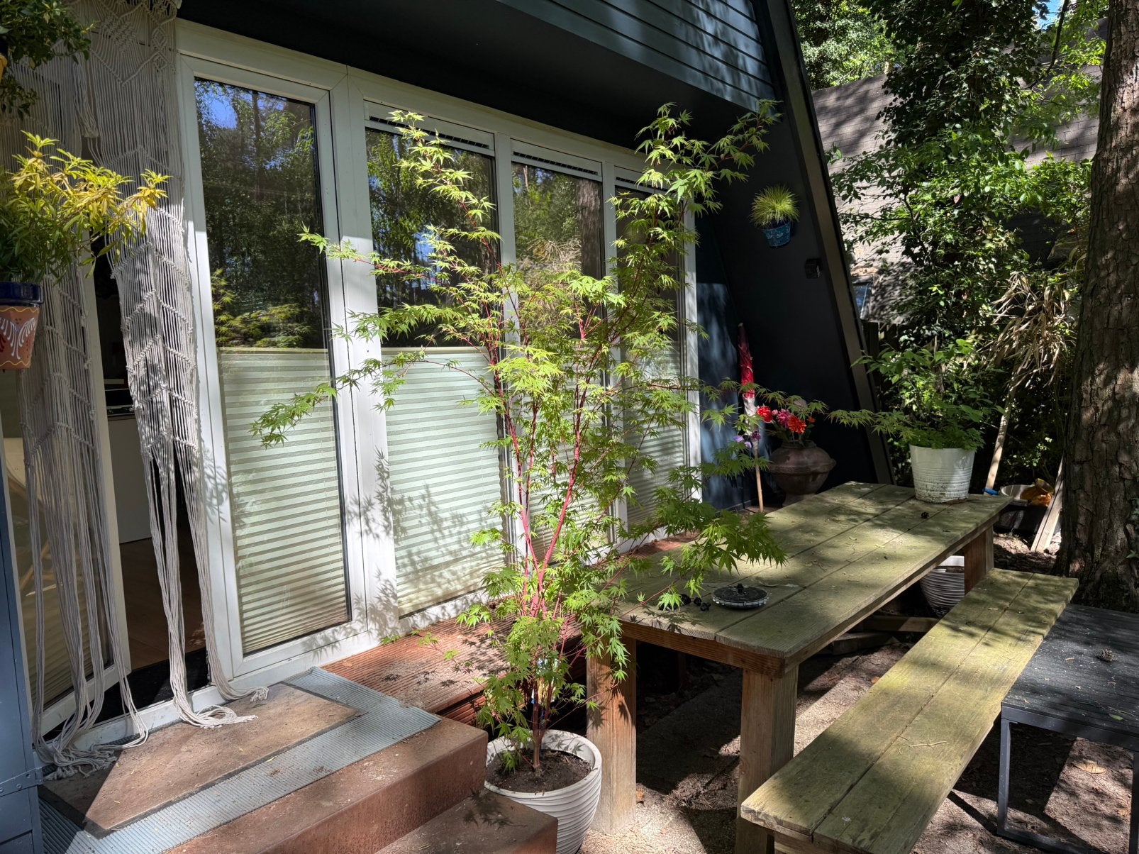Tuintafel en bankje, Tuin en Terras, Tuintafels, Ophalen, Gebruikt