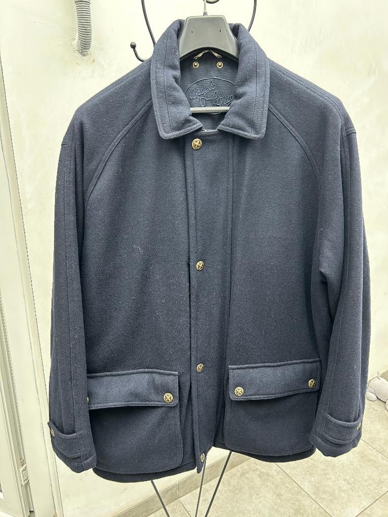 Blauwe mannen overjas Angelo Litrico - mt 54, Kleding | Heren, Jassen | Winter, Ophalen, Zo goed als nieuw, Maat 52/54 (L), Blauw