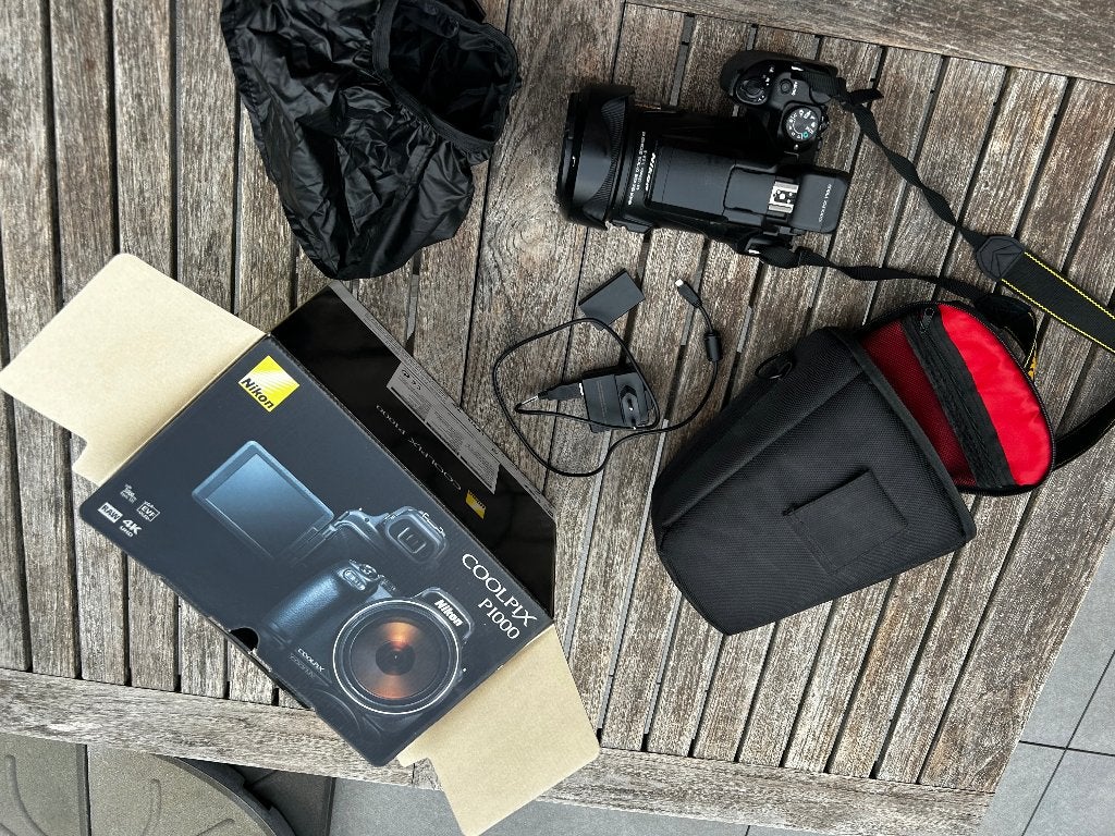 Volledige set P1000 Coolpix Nikon, Audio, Tv en Foto, Fotocamera's Digitaal, Ophalen, Handmatige focus, Spiegelreflex, Geheugenkaart