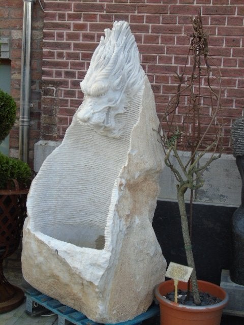 fontaine tête de dragon en pierre taillé dans la masse !!!, Enlèvement, Comme neuf, Pierre, Fontaine