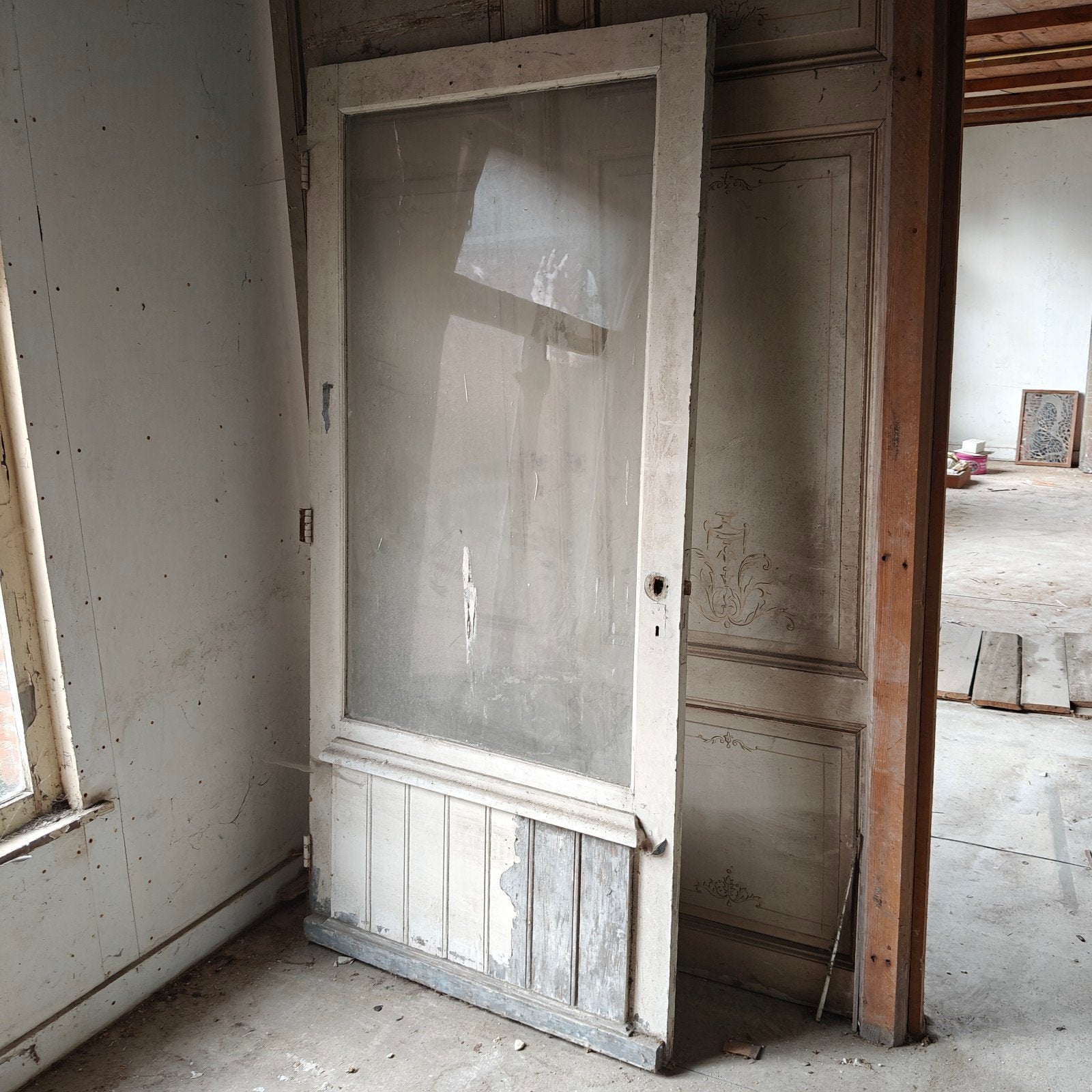 grote antieke deur met glas, Doe-het-zelf en Bouw, Ophalen, Glas