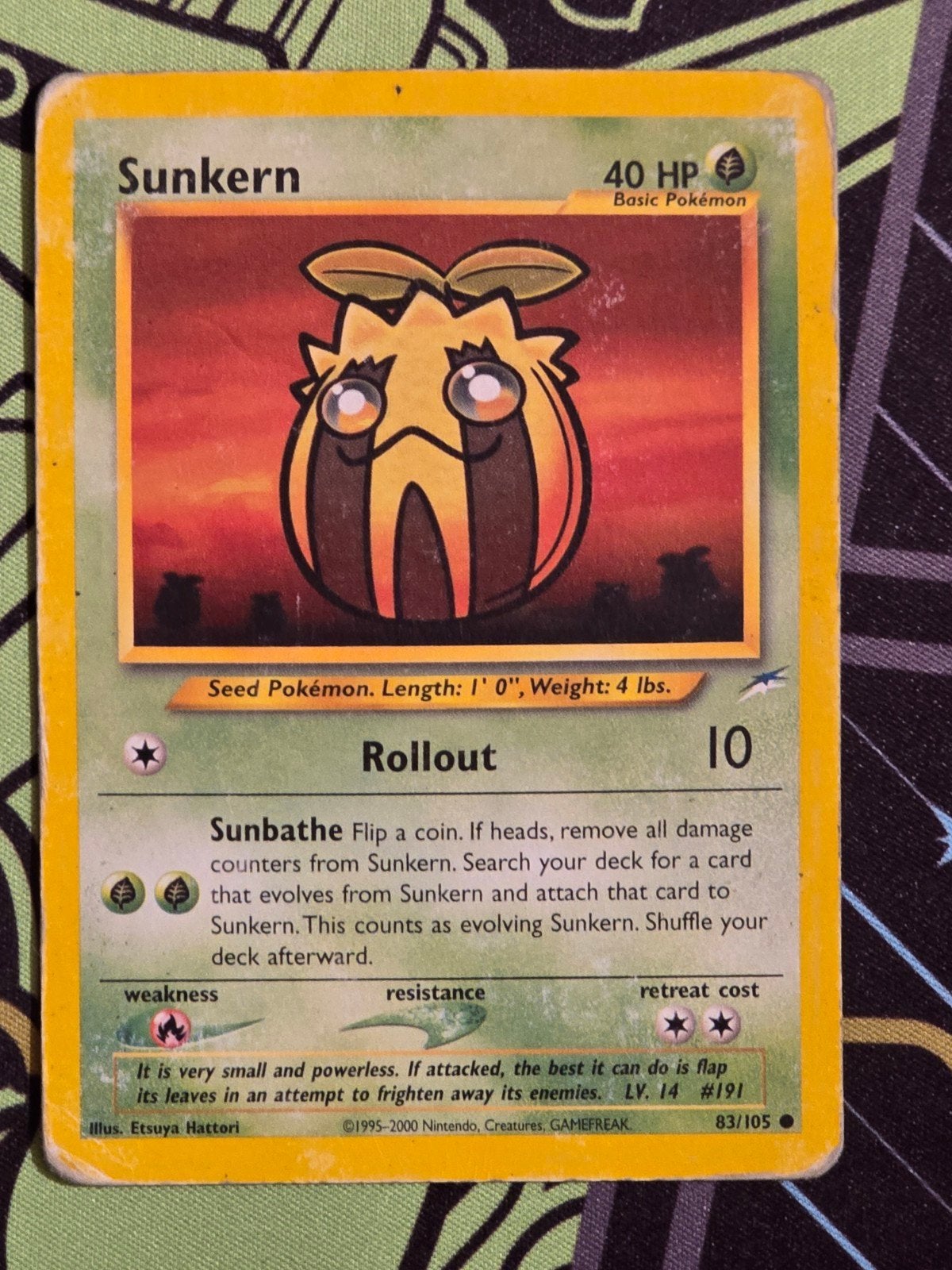Sunkern Pokémon-kaart (nummer 83/105), Ophalen, Gebruikt, Losse kaart, Foil