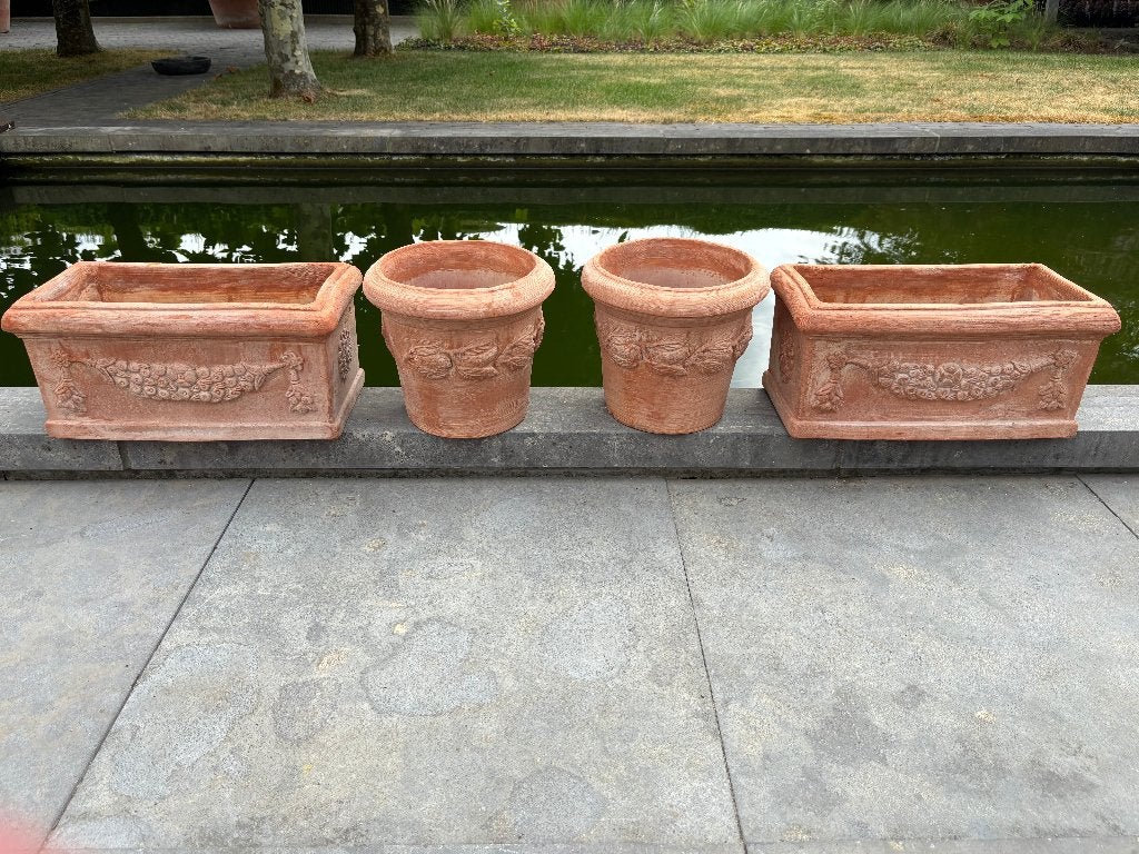 Magnifieke 4 Delig Dikke Anticomestiere Toscaanse Terracotta, Tuin en Terras, 25 tot 40 cm, Nieuw, Ophalen of Verzenden, Minder dan 40 cm