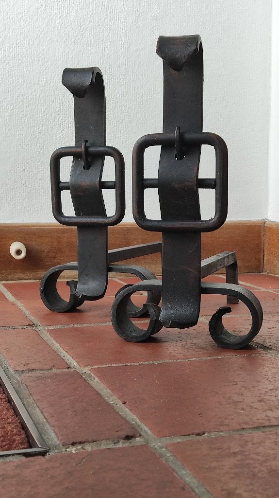 Paar modernistisch gietijzeren schouwmantel accesoires, Enlèvement