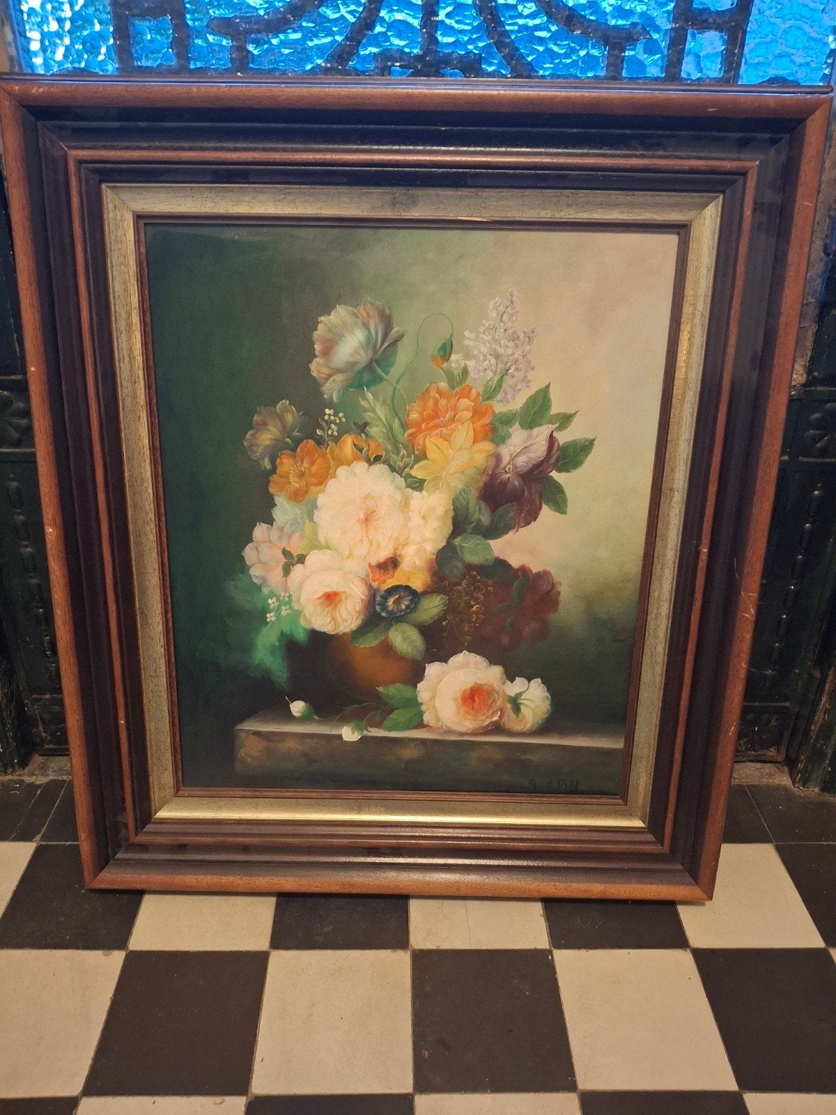 stilleven bloemen,, Antiek en Kunst, Ophalen, Bloemen, Doek