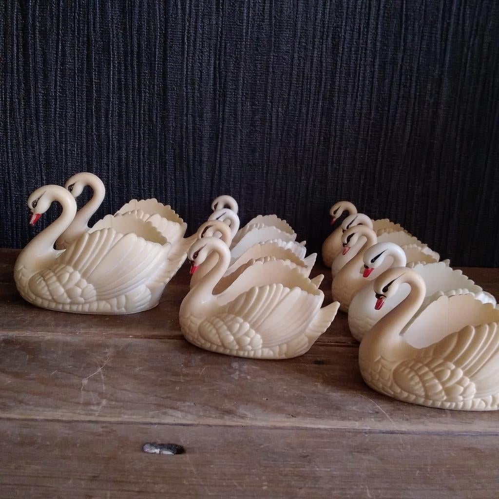 Unieke vintage set van 11 Celluloid zwaantjes, Antiek en Kunst, Verzenden