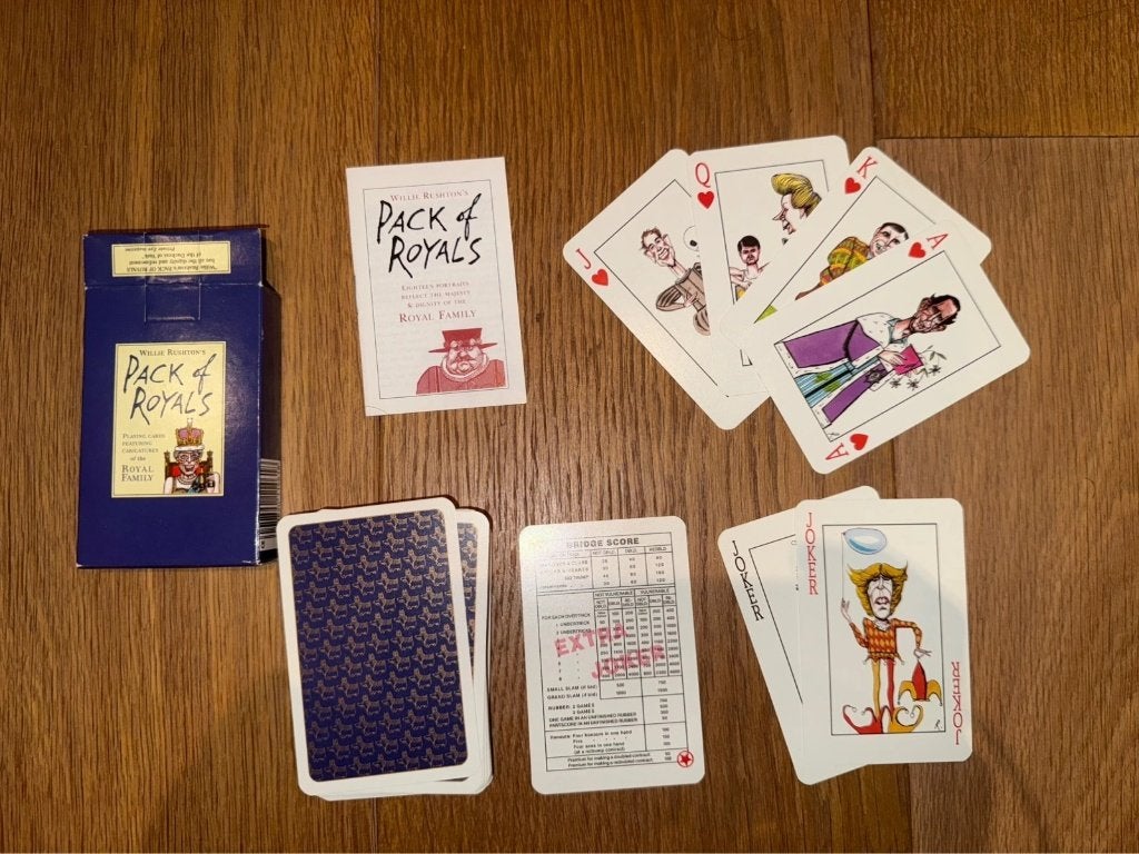 Jeu de cartes Pack of Royals Willie Rushton caricatures, Enlèvement ou Envoi, Comme neuf, Carte(s) à jouer