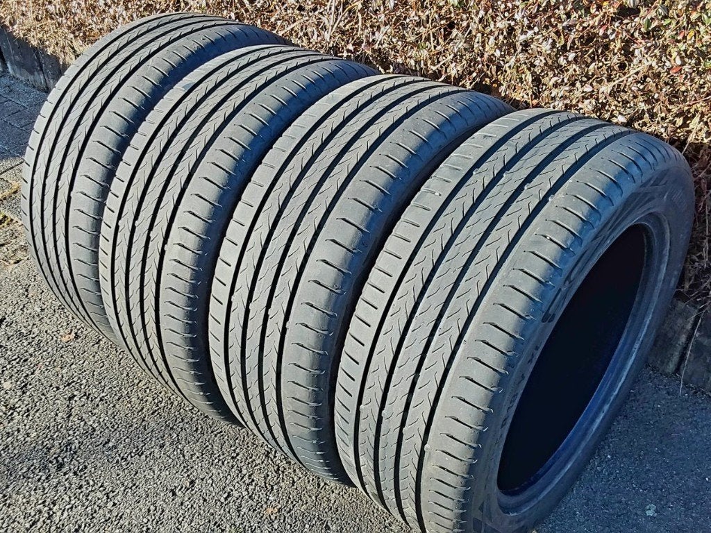 4 très bons pneus été Continental 225/55-18 Y XL, Ophalen, 18 inch, Gebruikt, Band(en)