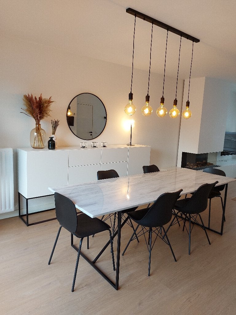 Marmer eettafel, Ophalen, Gebruikt, 200 cm of meer, 50 tot 100 cm