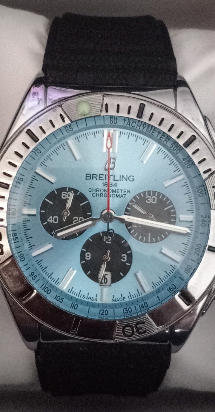 Breitling Ice-Bleu chronomat 1884, Staal, Breitling, Polshorloge, Overige materialen