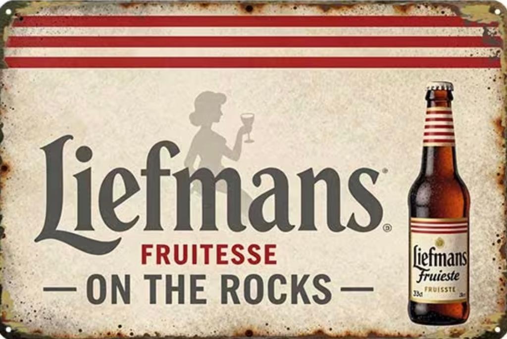 Metalen reclamebord Liefmans Fruitesse - vintage mancave, Verzamelen, Biermerken, Ophalen of Verzenden, Nieuw, Reclamebord, Plaat of Schild