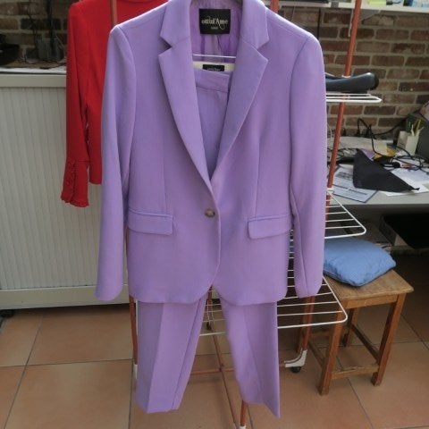 Broekpak lila ottod'Ame mt 40, Kleding | Dames, Jasjes, Kostuums en Pakken, Maat 38/40 (M), Kostuum of Pak, Paars, Ophalen of Verzenden