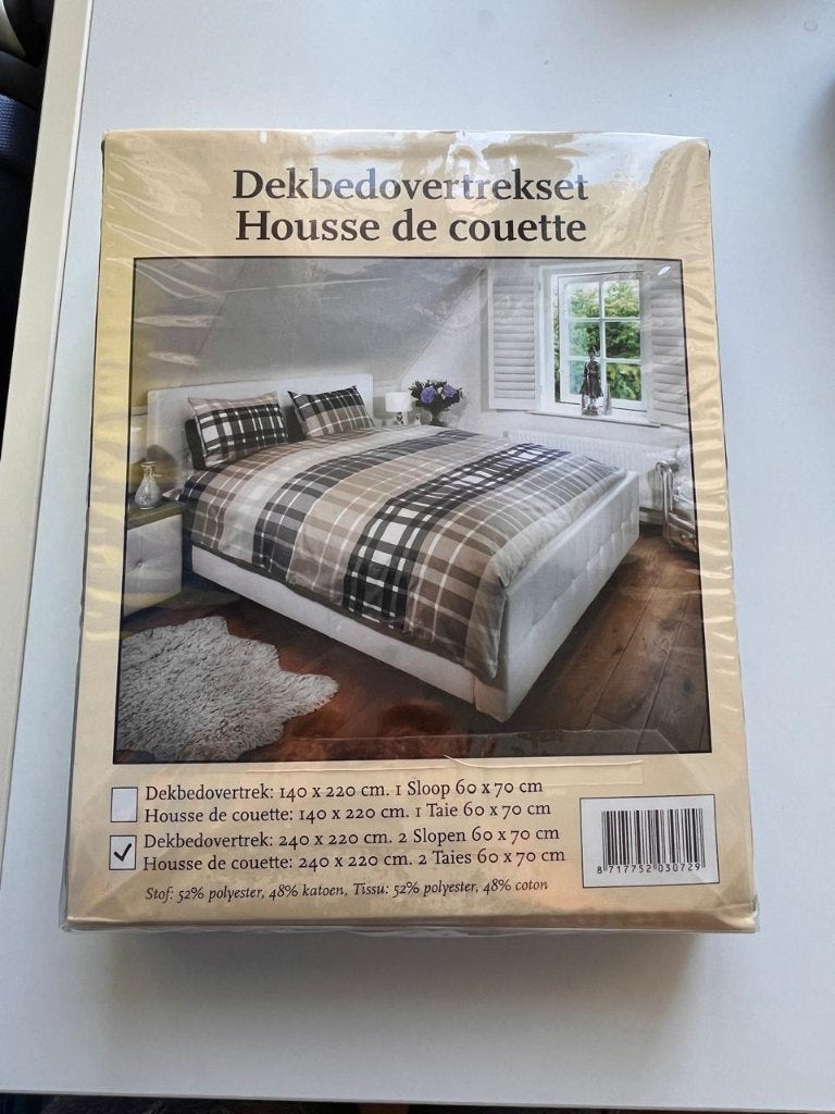 Nieuw dekbedovertrek 240x220 cm + 2 slopen, Beige, Dekbedovertrek, Katoen, Nieuw