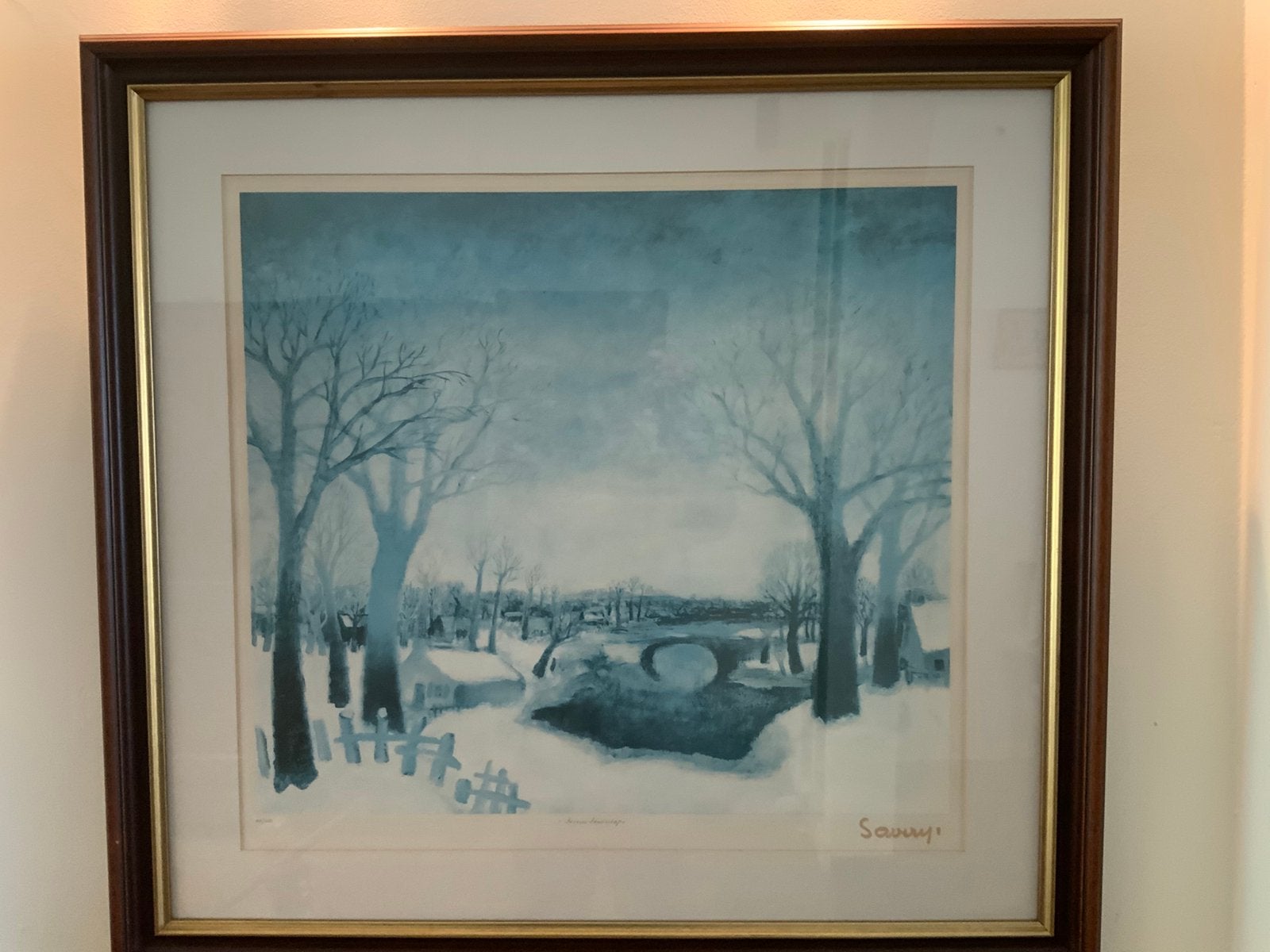 Litho: Sneeuwlandschap-getekend, genummerd en geannoteerd, Antiek en Kunst, Ophalen
