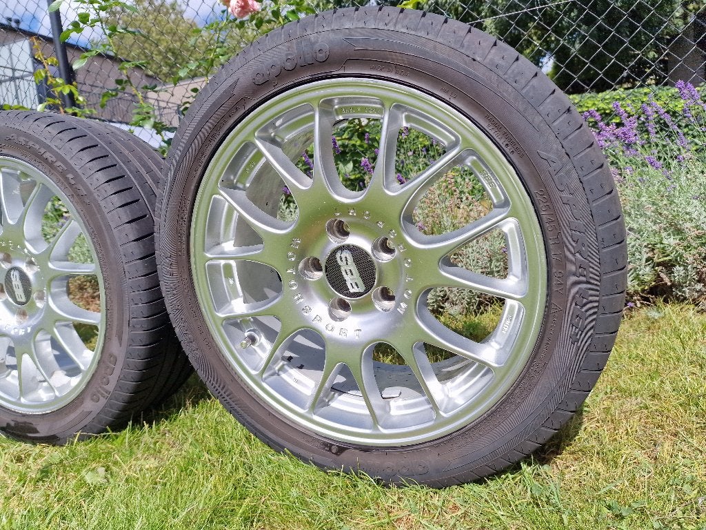 Jantes BBS Motorsport 17 pouces + pneus d'été 225/45R17, Autos : Pièces & Accessoires, Pneus & Jantes, Pneus et Jantes, Véhicule de tourisme