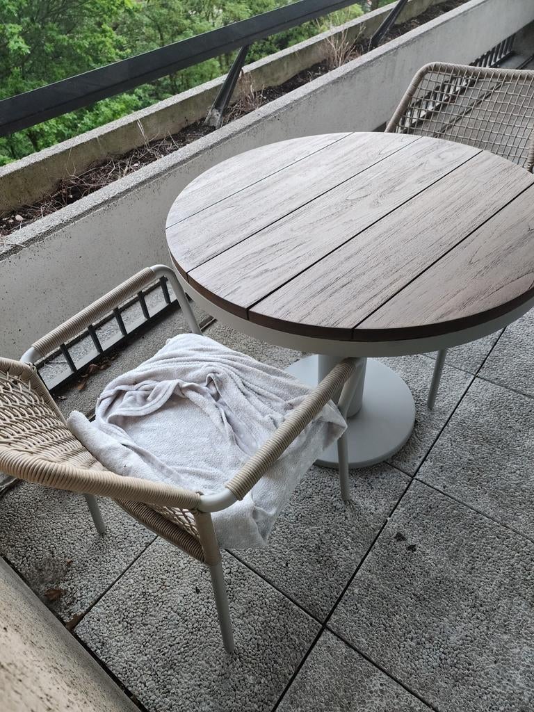 Nieuwe terrastafel met 2 stoelen, Eettafel, Nieuw, Tuinset, Hout