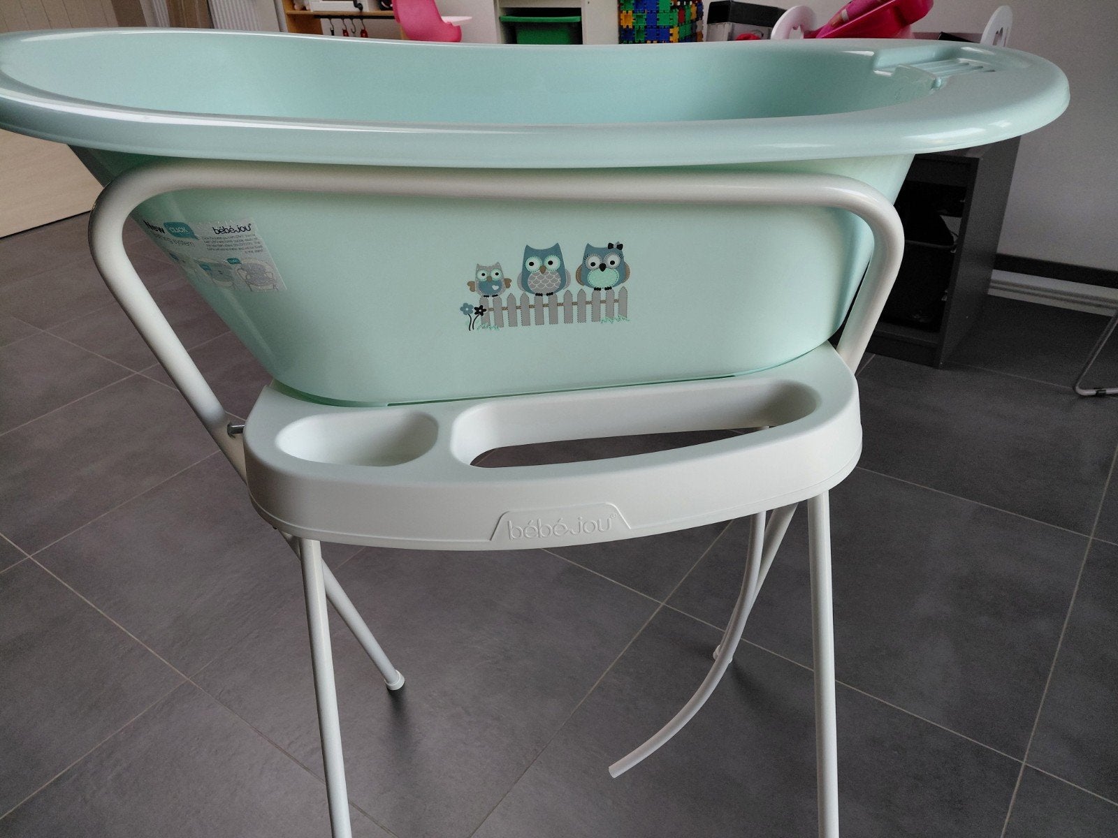 babybadje (bebejou) met badstandaard, Kinderen en Baby's, Ophalen, Gebruikt, Badje, Bébé-jou