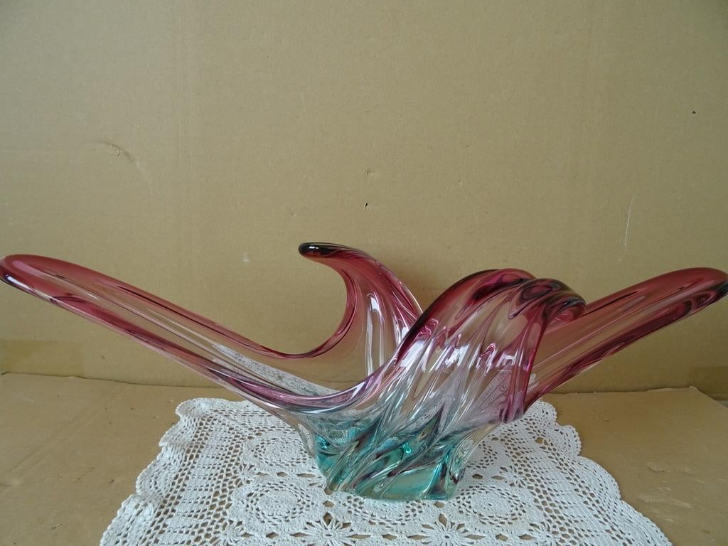 Vintage Murano schaal glazen design schaal Murano 54cm, Ophalen of Verzenden