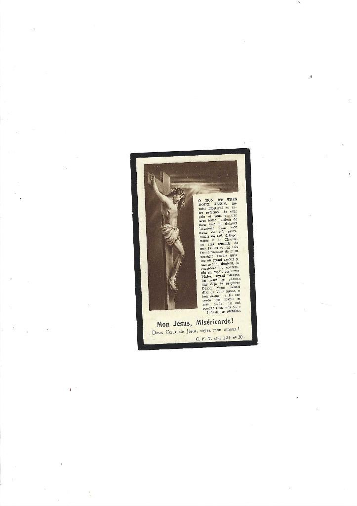 Souvenir de décès, Verzamelen, Bidprentjes en Rouwkaarten, Ophalen of Verzenden