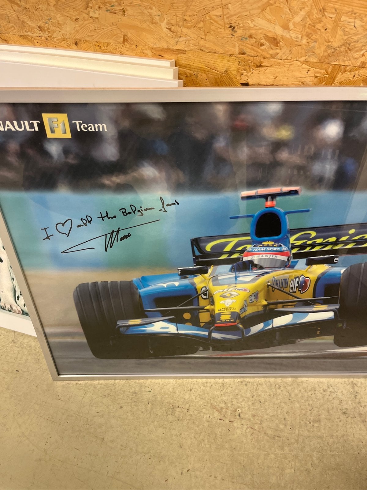 Grote Renault F1 Team poster handgesigneerd door F. Alonso, Collections, Enlèvement, Comme neuf