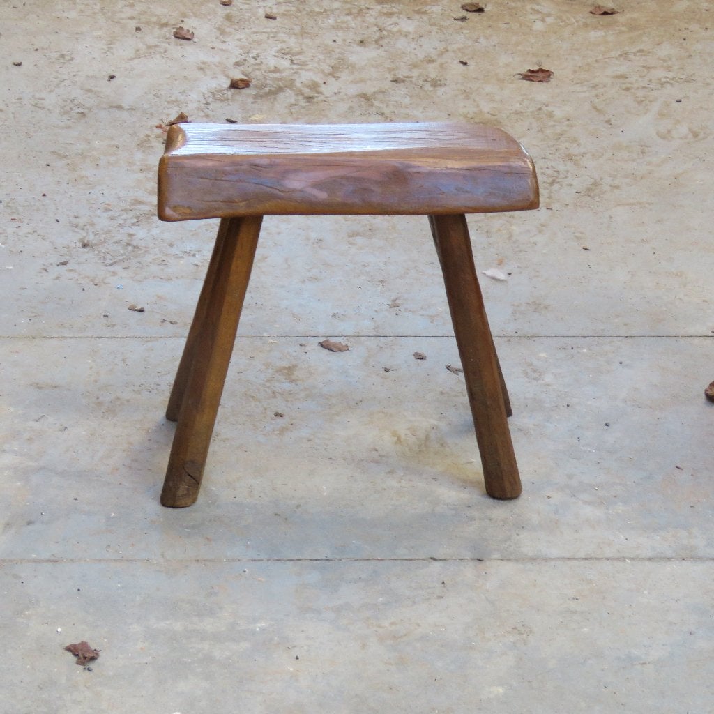 Vintage Franse eiken brutalist kruk, Antiek en Kunst, Ophalen of Verzenden