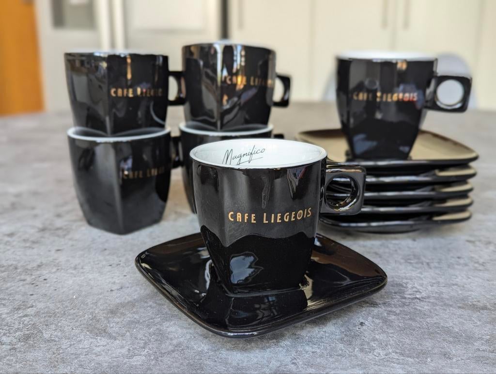6 kopjes en schotels van Cafe Liegeois, Maison & Meubles, Enlèvement ou Envoi