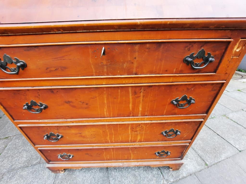 Antieke secretaire - bureau – hout – met klep en lades, Ophalen