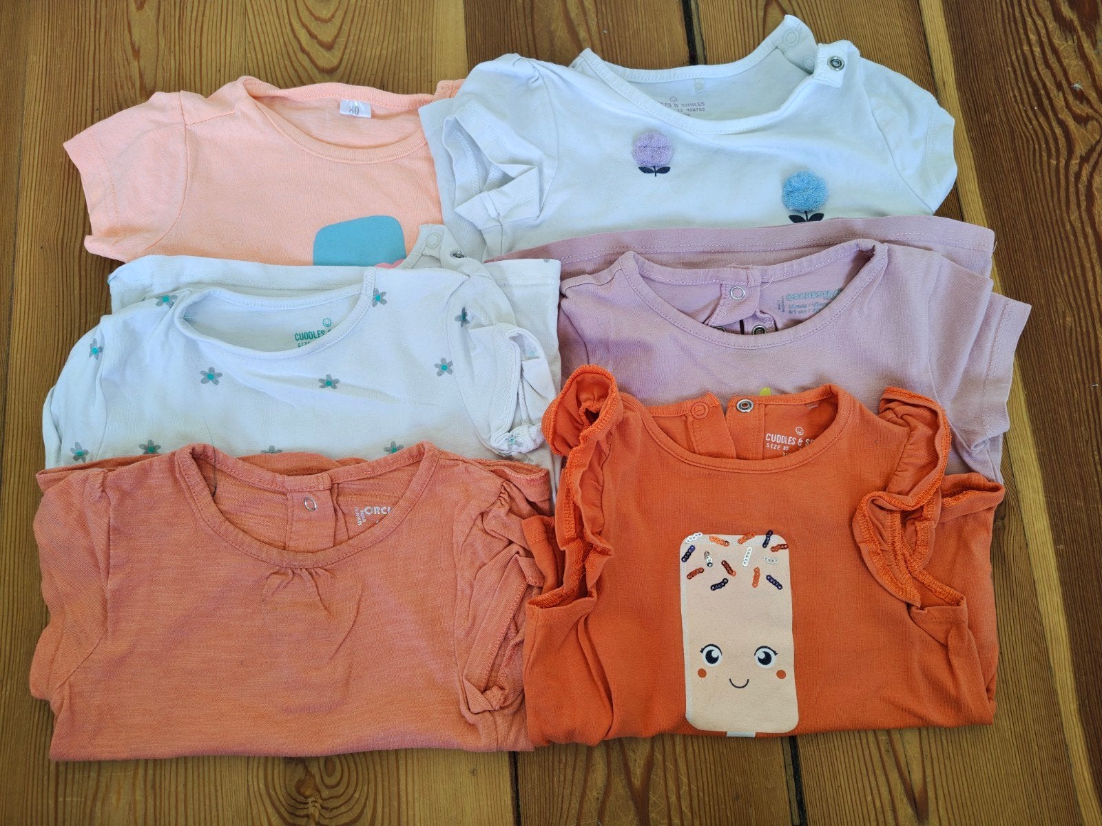 6 t-shirts à manches courtes - taille 80 - 12 m, Enlèvement, Utilisé, Taille 80