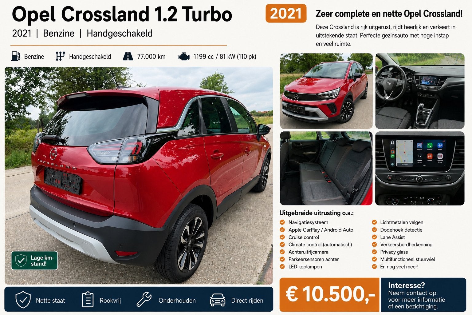 Opel Crossland 1.2 Turbo | 2021 | 77.000 km |, Auto diversen, Handleidingen en Instructieboekjes, Ophalen