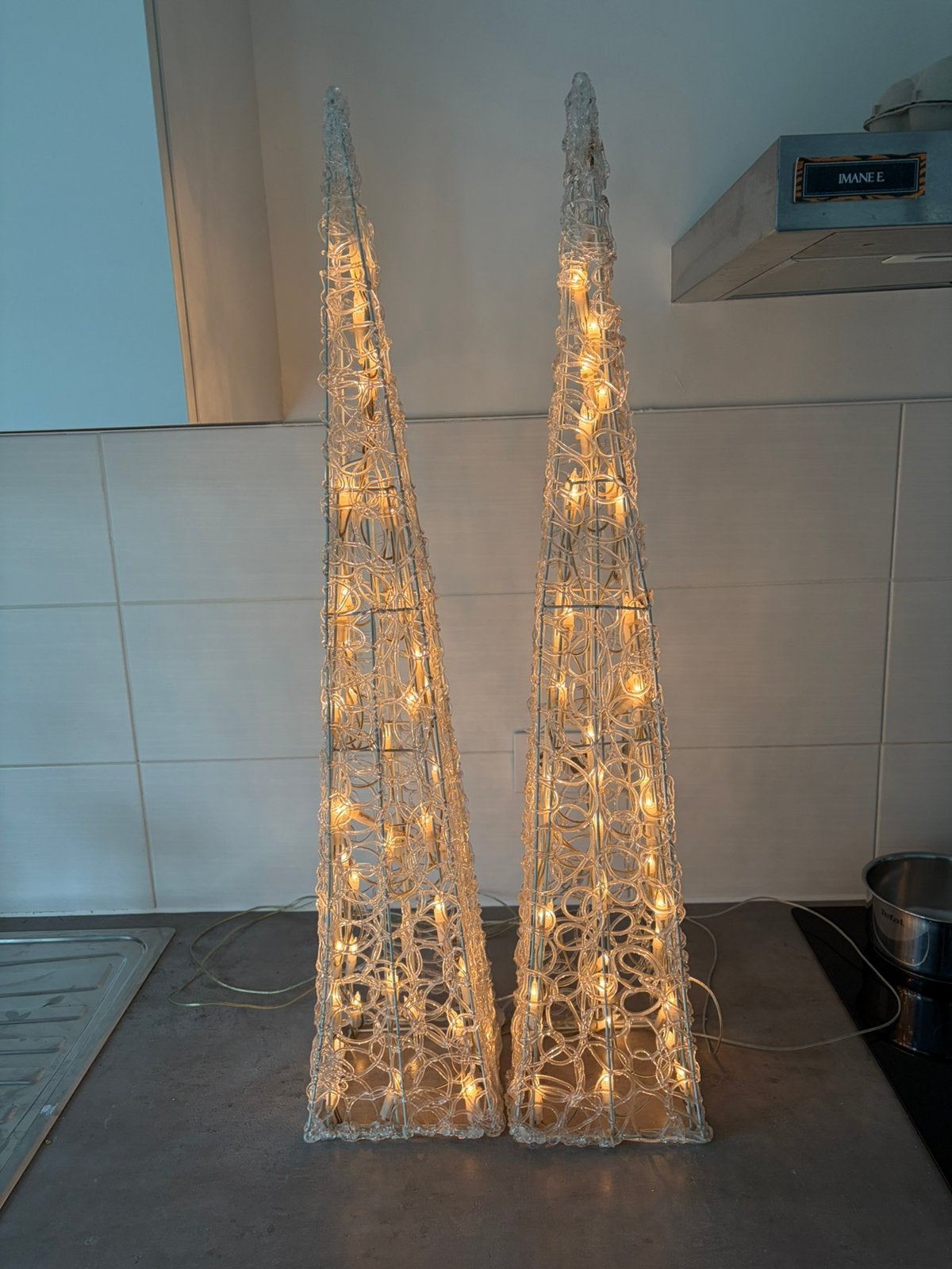 Set van 2 LED-kerstbomen Eiffeltoren – 85 cm, Ophalen of Verzenden, Zo goed als nieuw